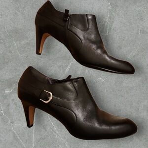 Cole Haan Nike Air Black Leather High Heel Ankle Booties Size 9.5B Booties